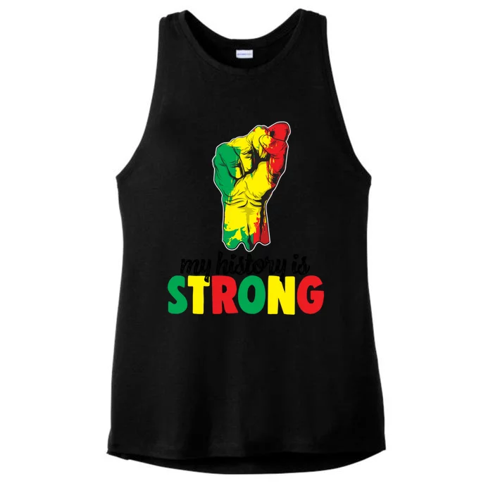 My History Is Strong Junetheen Black History Power African Gift Ladies Tri-Blend Wicking Tank