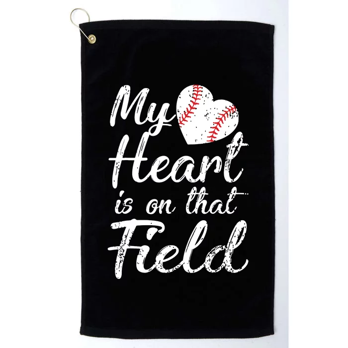 My Heart Is On That Field Tee Baseball Softball Mom Gifts Platinum Collection Golf Towel