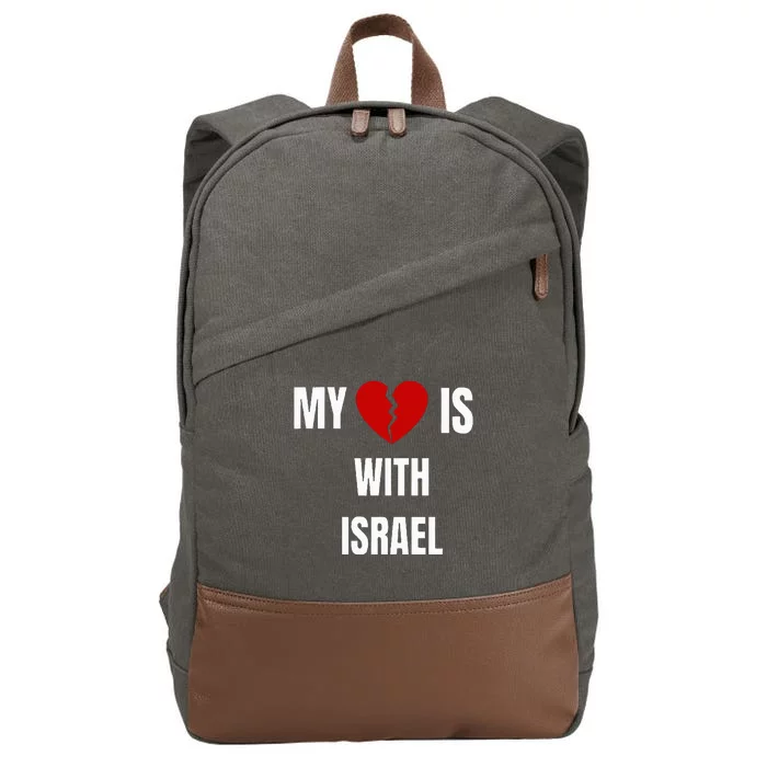 My Heart is With Israel I Stand With Israel Cotton Canvas Backpack