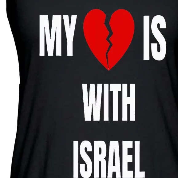 My Heart is With Israel I Stand With Israel Ladies Essential Flowy Tank