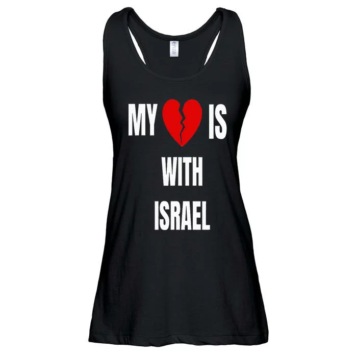 My Heart is With Israel I Stand With Israel Ladies Essential Flowy Tank