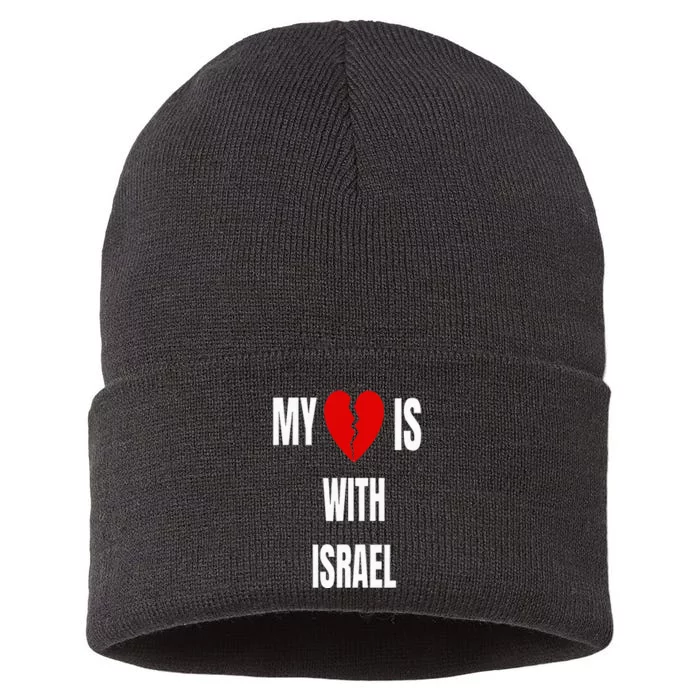 My Heart is With Israel I Stand With Israel Sustainable Knit Beanie