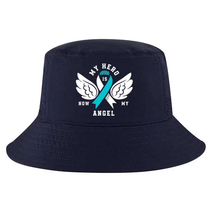 My Hero Is Now My Angel Cervical Cancer Awareness Gift Cool Comfort Performance Bucket Hat