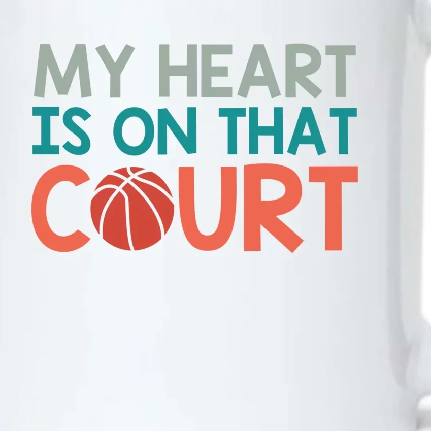 My Heart Is On That Court Designs For Basketball Mom Gift Black Color Changing Mug