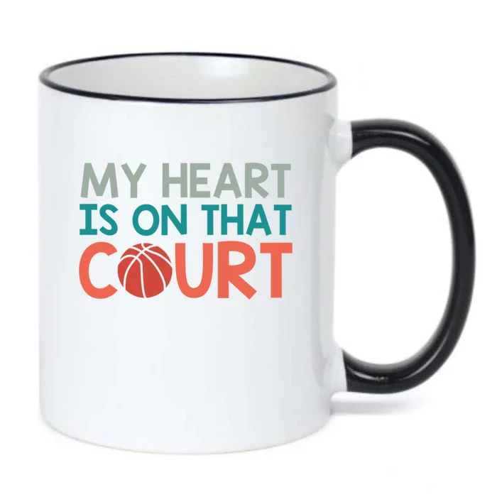 My Heart Is On That Court Designs For Basketball Mom Gift Black Color Changing Mug