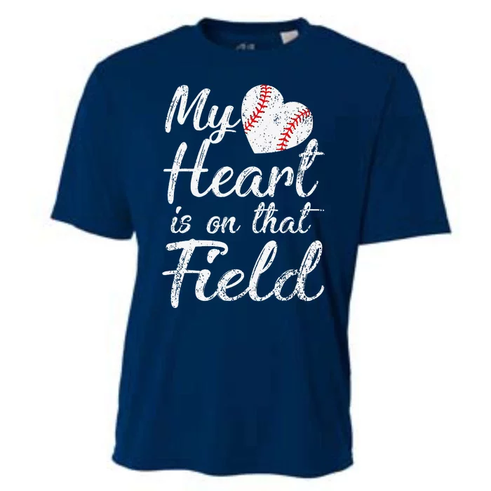 My Heart Is On That Field Baseball Softball Mom Gifts Cooling Performance Crew T-Shirt