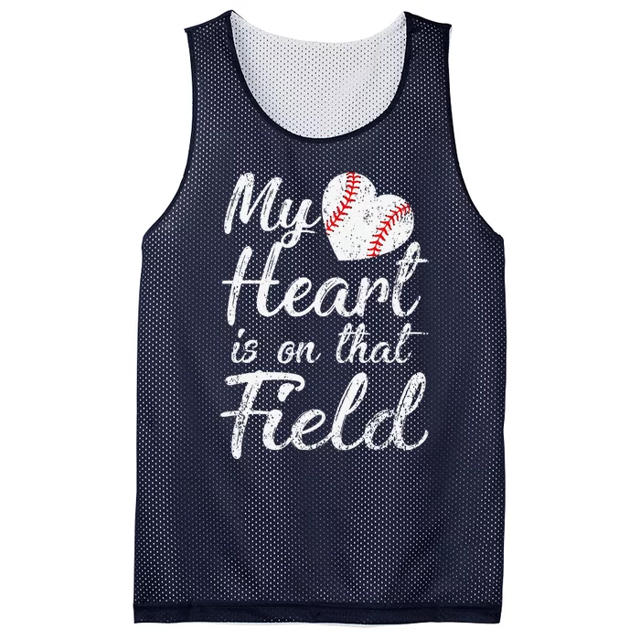 My Heart Is On That Field Baseball Softball Mom Gifts Mesh Reversible Basketball Jersey Tank