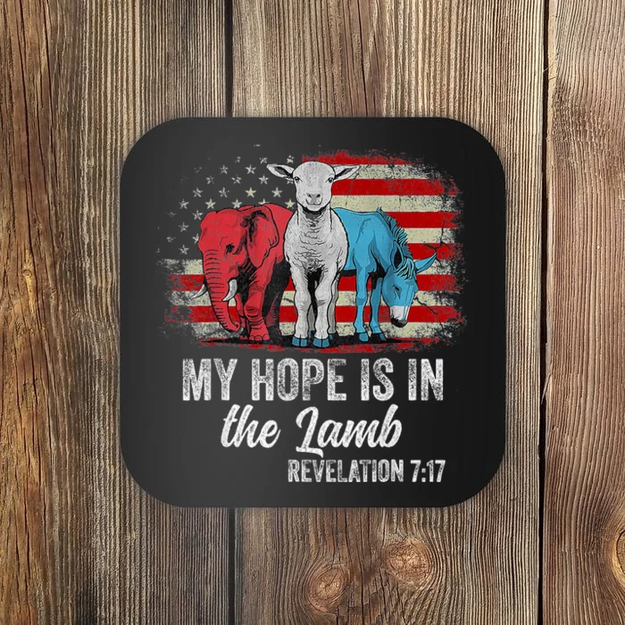 My Hope Is In The Lamb Scripture Elephant Donkey Us Flag Coaster