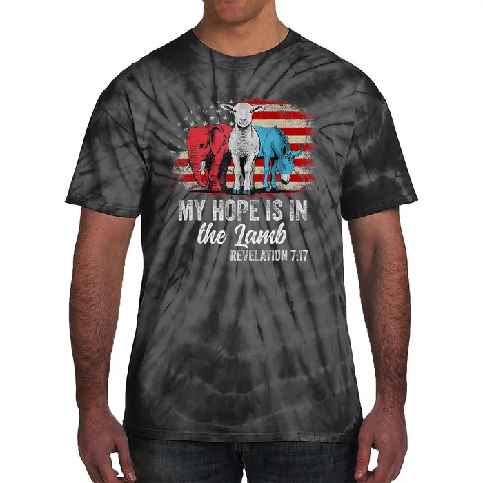 My Hope Is In The Lamb Scripture Elephant Donkey Us Flag Tie-Dye T-Shirt