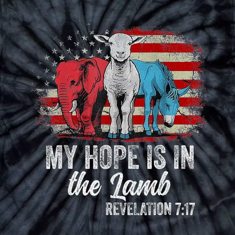 My Hope Is In The Lamb Scripture Elephant Donkey Us Flag Tie-Dye T-Shirt