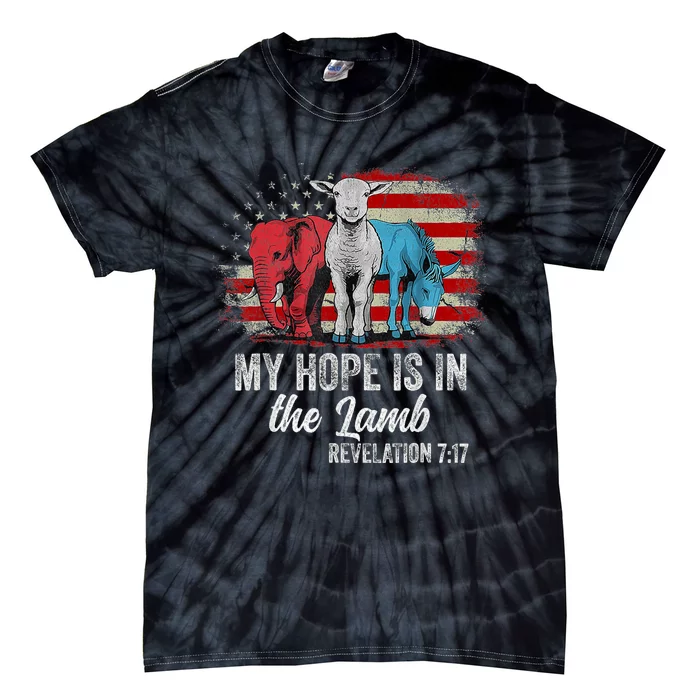 My Hope Is In The Lamb Scripture Elephant Donkey Us Flag Tie-Dye T-Shirt