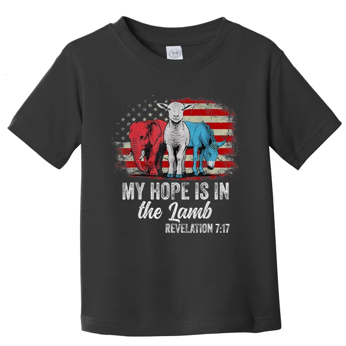 My Hope Is In The Lamb Scripture Elephant Donkey Us Flag Toddler T-Shirt