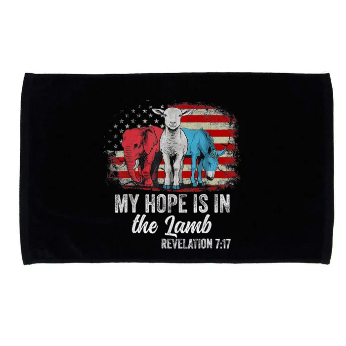 My Hope Is In The Lamb Scripture Elephant Donkey Us Flag Microfiber Hand Towel