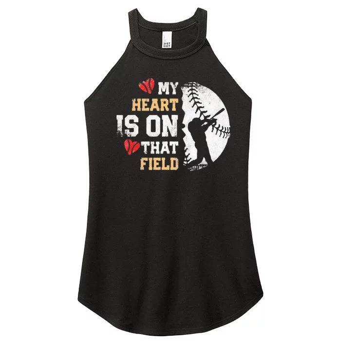 My Heart Is On That Field Baseball Softball Mom Women’s Perfect Tri Rocker Tank