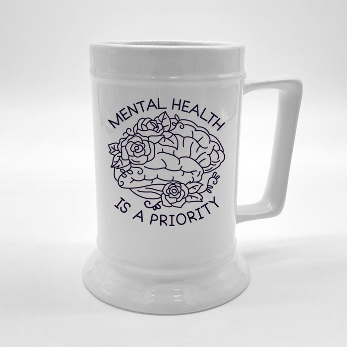 Mental Health Is A Priority Front & Back Beer Stein