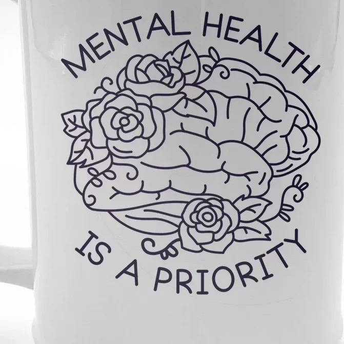 Mental Health Is A Priority Front & Back Beer Stein