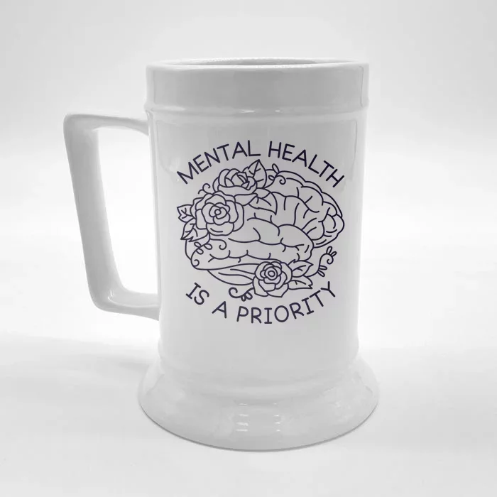 Mental Health Is A Priority Front & Back Beer Stein