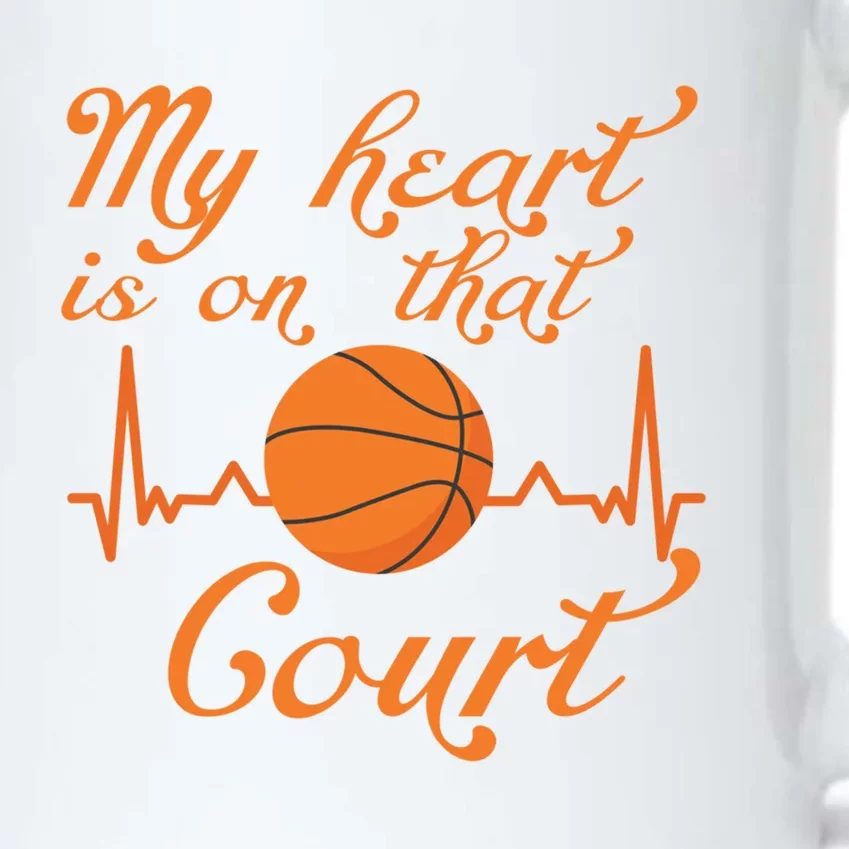 My Heart Is On That Court Designs For Basketball Mom Gift Black Color Changing Mug