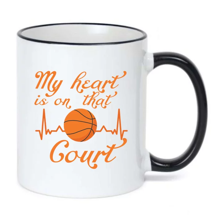 My Heart Is On That Court Designs For Basketball Mom Gift Black Color Changing Mug