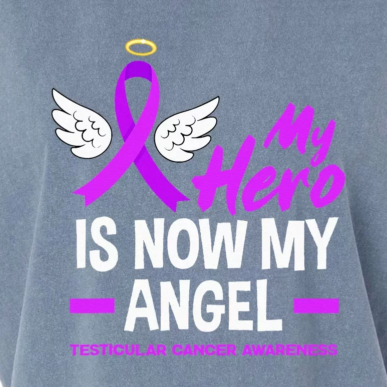 My Hero Is Now My Angel Testicular Cancer Awareness Garment-Dyed Women's Muscle Tee