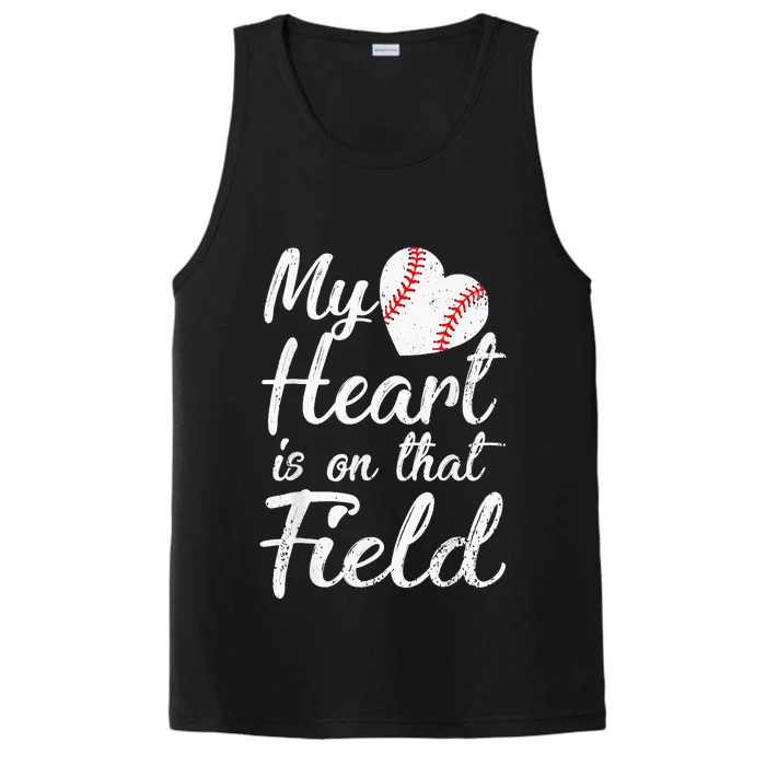 My Heart Is On That Field Tee Baseball Softball Mom Performance Tank