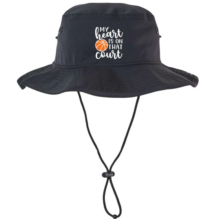 My Heart Is On That Court Mom Basketball Cute Funny Meaningful Gift Legacy Cool Fit Booney Bucket Hat