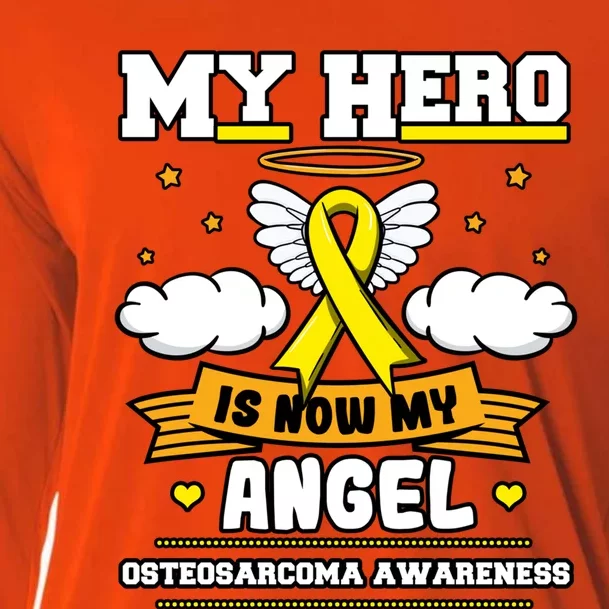 My Hero Is Now My Angel Osteosarcoma Awareness Os Advocate Gift Cooling Performance Long Sleeve Crew