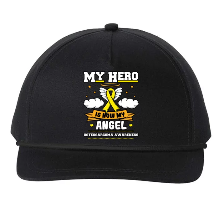 My Hero Is Now My Angel Osteosarcoma Awareness Os Advocate Gift Snapback Five-Panel Rope Hat