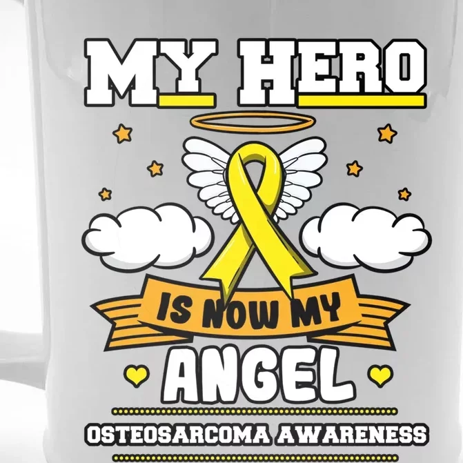 My Hero Is Now My Angel Osteosarcoma Awareness Os Advocate Gift Front & Back Beer Stein