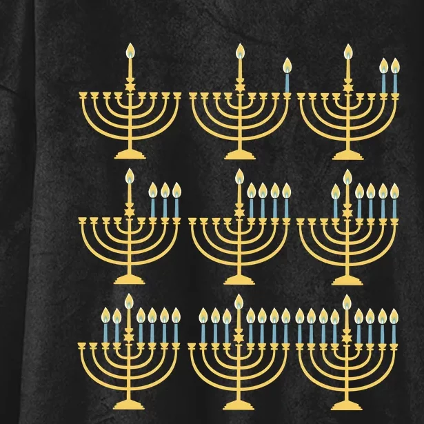 Menorah Hanukkah Jewish Christmas Holiday Season Hooded Wearable Blanket