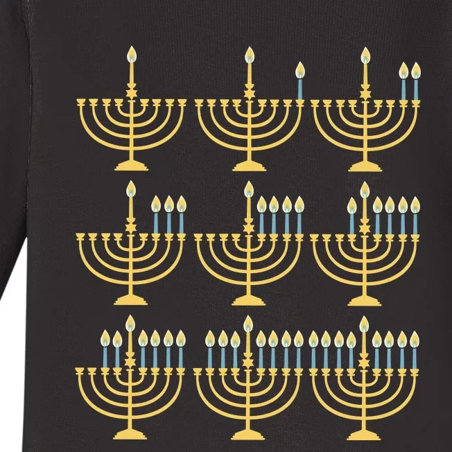 Menorah Hanukkah Jewish Christmas Holiday Season Baby Long Sleeve Bodysuit