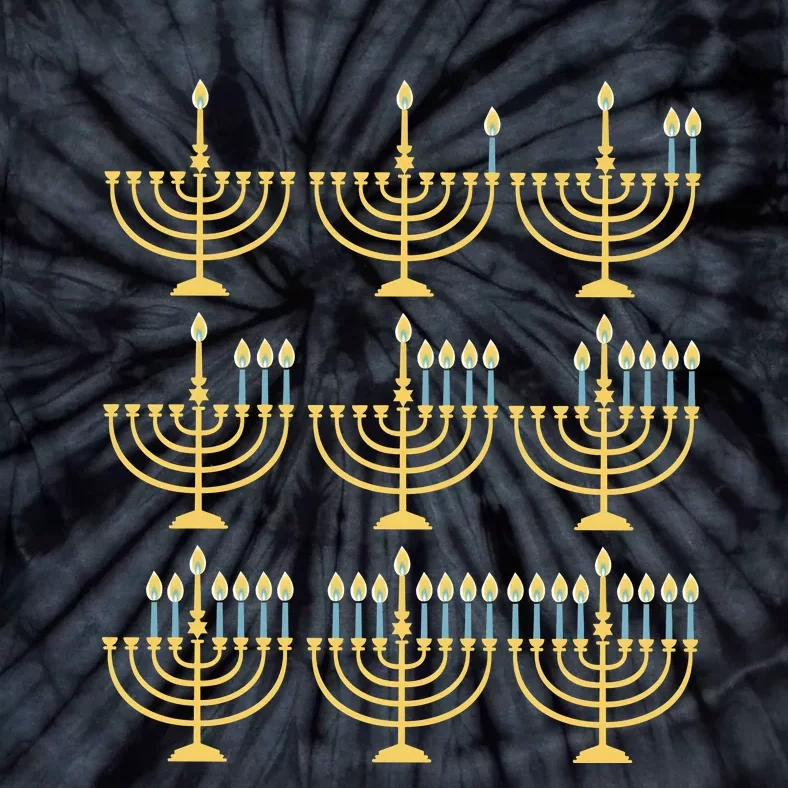 Menorah Hanukkah Jewish Christmas Holiday Season Tie-Dye T-Shirt