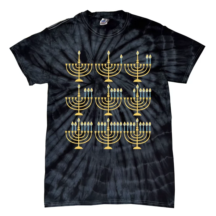 Menorah Hanukkah Jewish Christmas Holiday Season Tie-Dye T-Shirt