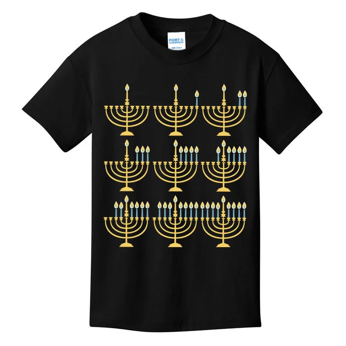 Menorah Hanukkah Jewish Christmas Holiday Season Kids T-Shirt