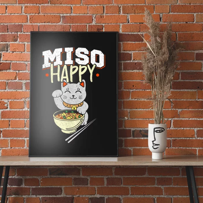 Miso Happy Japanese Food & Cat Lover Pun Poster