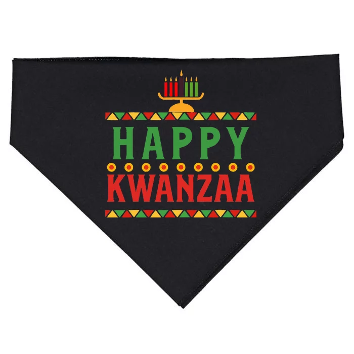 Merry happy kwanzaa christmas African American holiday USA-Made Doggie Bandana