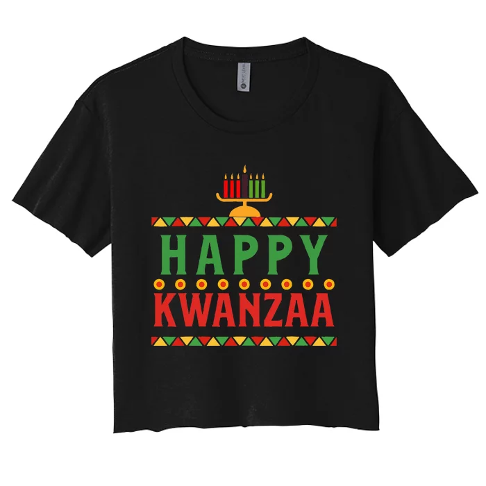 Merry happy kwanzaa christmas African American holiday Women's Crop Top Tee