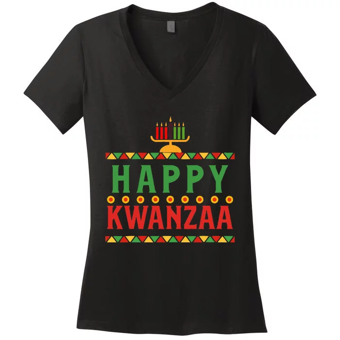 Merry happy kwanzaa christmas African American holiday Women's V-Neck T-Shirt