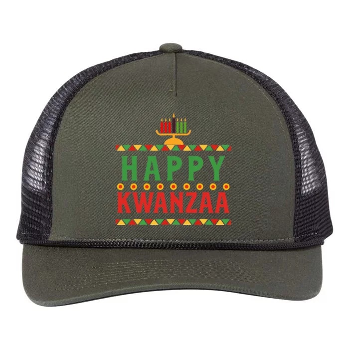 Merry happy kwanzaa christmas African American holiday Retro Rope Trucker Hat Cap