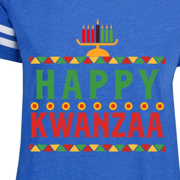 Merry Happy Kwanzaa Christmas African American Holiday Enza Ladies Jersey Football T-Shirt