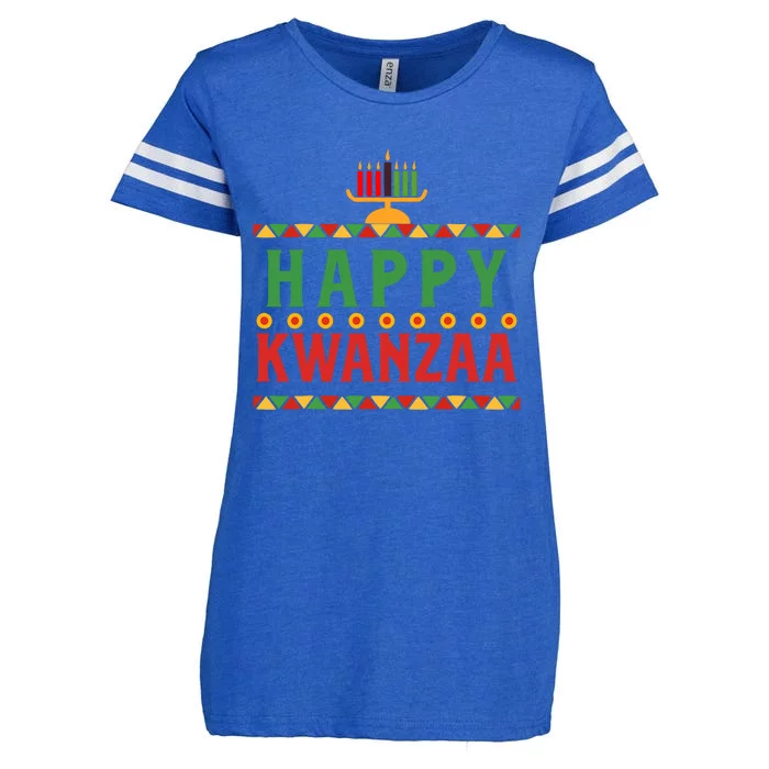 Merry Happy Kwanzaa Christmas African American Holiday Enza Ladies Jersey Football T-Shirt