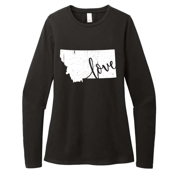 Montana Home Love Vintage State Map Outline Womens CVC Long Sleeve Shirt