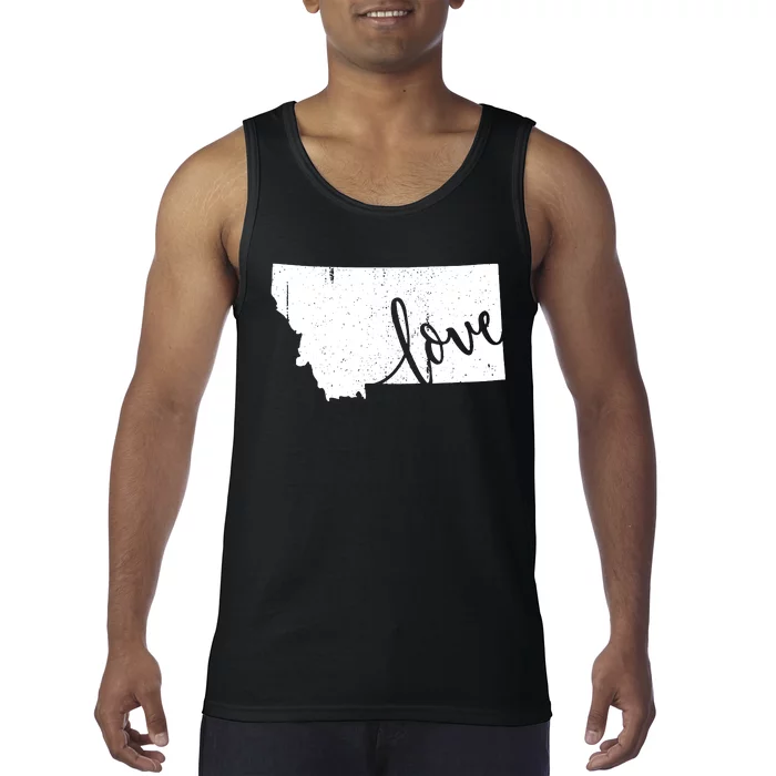 Montana Home Love Vintage State Map Outline Tank Top