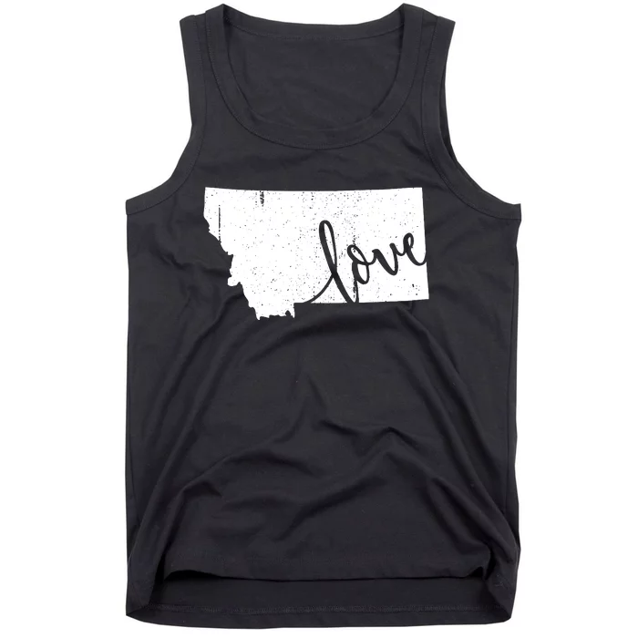 Montana Home Love Vintage State Map Outline Tank Top