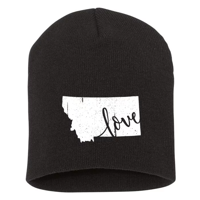 Montana Home Love Vintage State Map Outline Short Acrylic Beanie