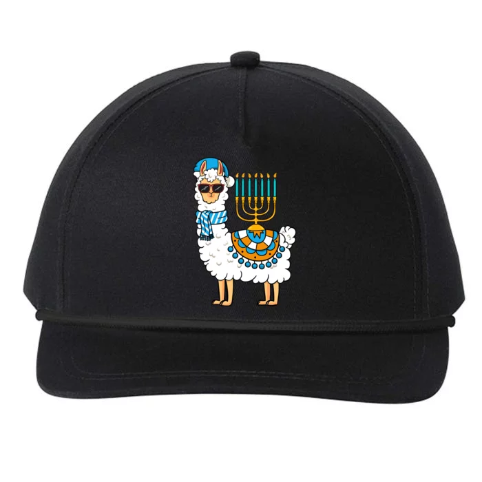 Menorah Hanukkah Llama Cute Alpaca Chanukah Snapback Five-Panel Rope Hat