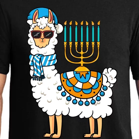 Menorah Hanukkah Llama Cute Alpaca Chanukah Pajama Set