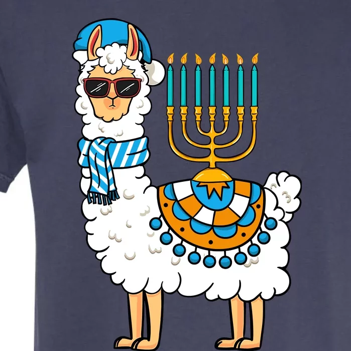 Menorah Hanukkah Llama Cute Alpaca Chanukah Garment-Dyed Heavyweight T-Shirt