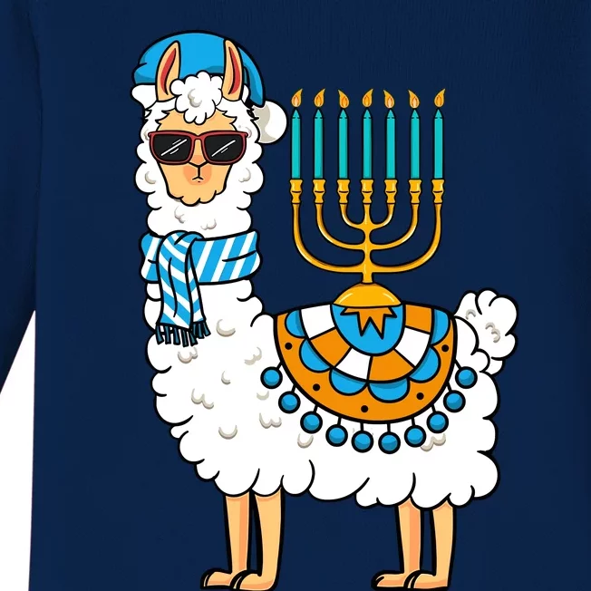 Menorah Hanukkah Llama Cute Alpaca Chanukah Baby Long Sleeve Bodysuit