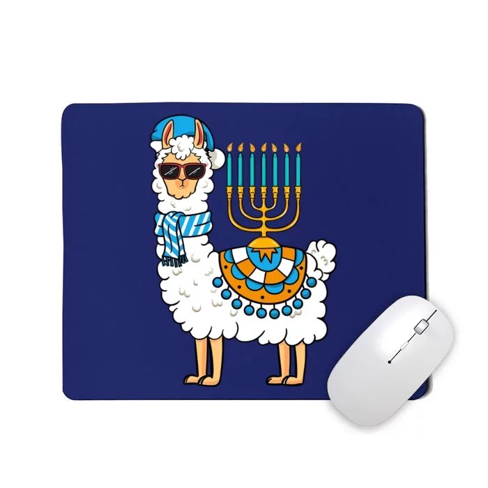 Menorah Hanukkah Llama Cute Alpaca Chanukah Mousepad